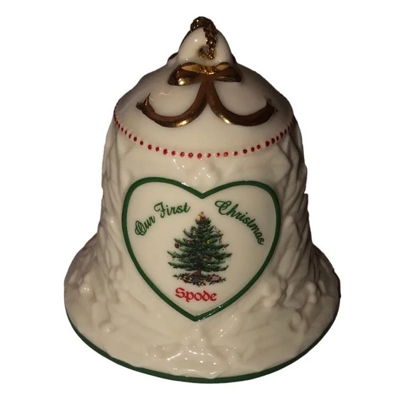 SPODE '07 "Our First Christmas" Cream Bell Christmas Xmas Tree Ornament China - Picture 2 of 4